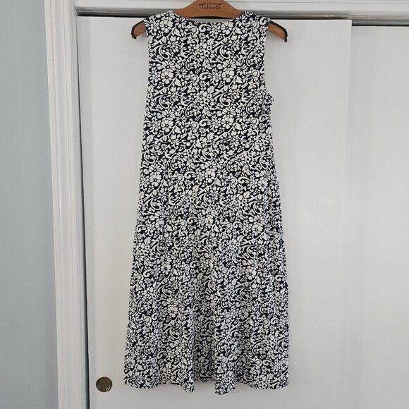 Chadwicks of Boston Navy White Floral Fit Flare Sleeveless S Dress - Picture 2 of 6